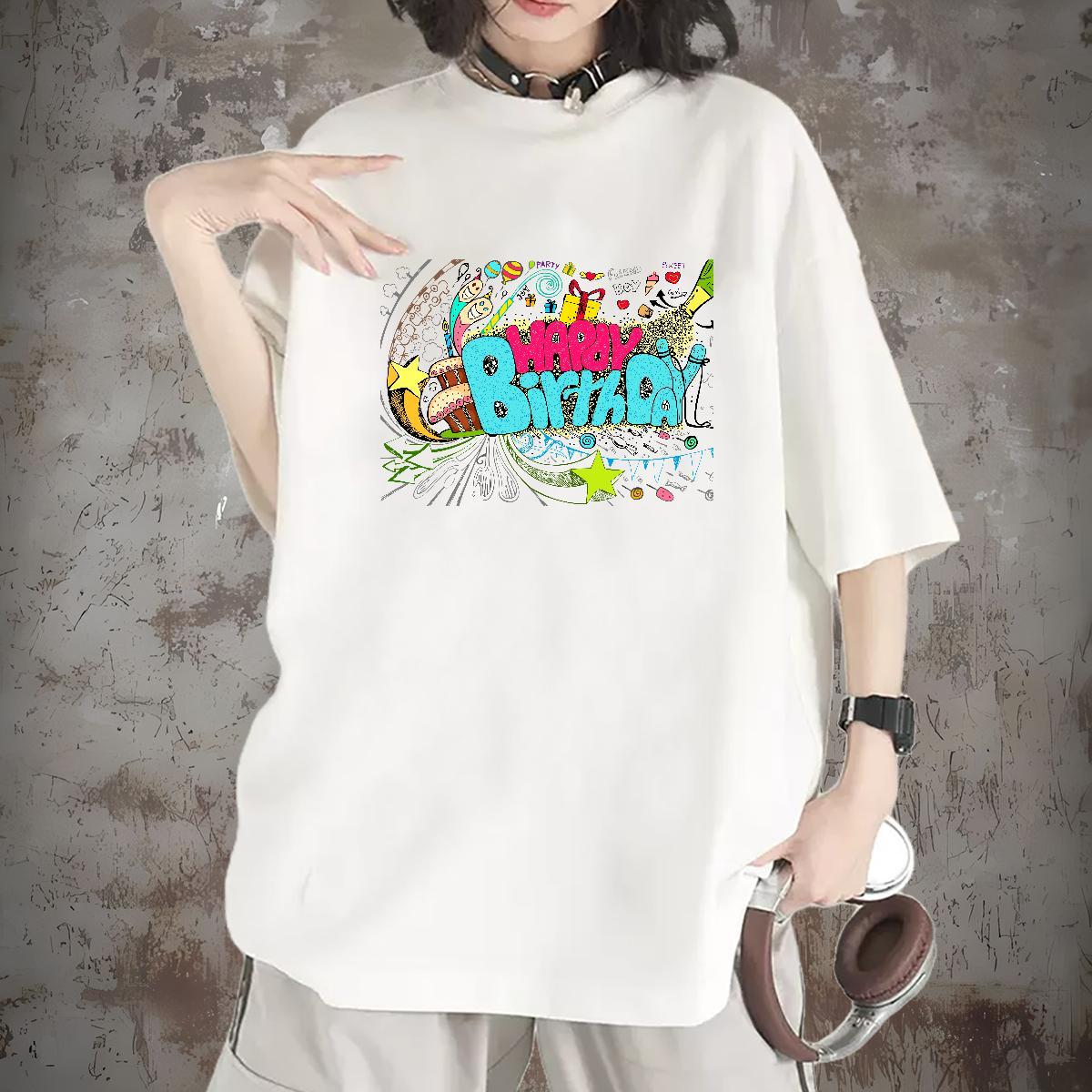 Free Shipping Womens Tshirts 230g Pure Cotton letter Sports Street Wear T Shirt For Woman Crew Neck DIY Anime Tops Shirt