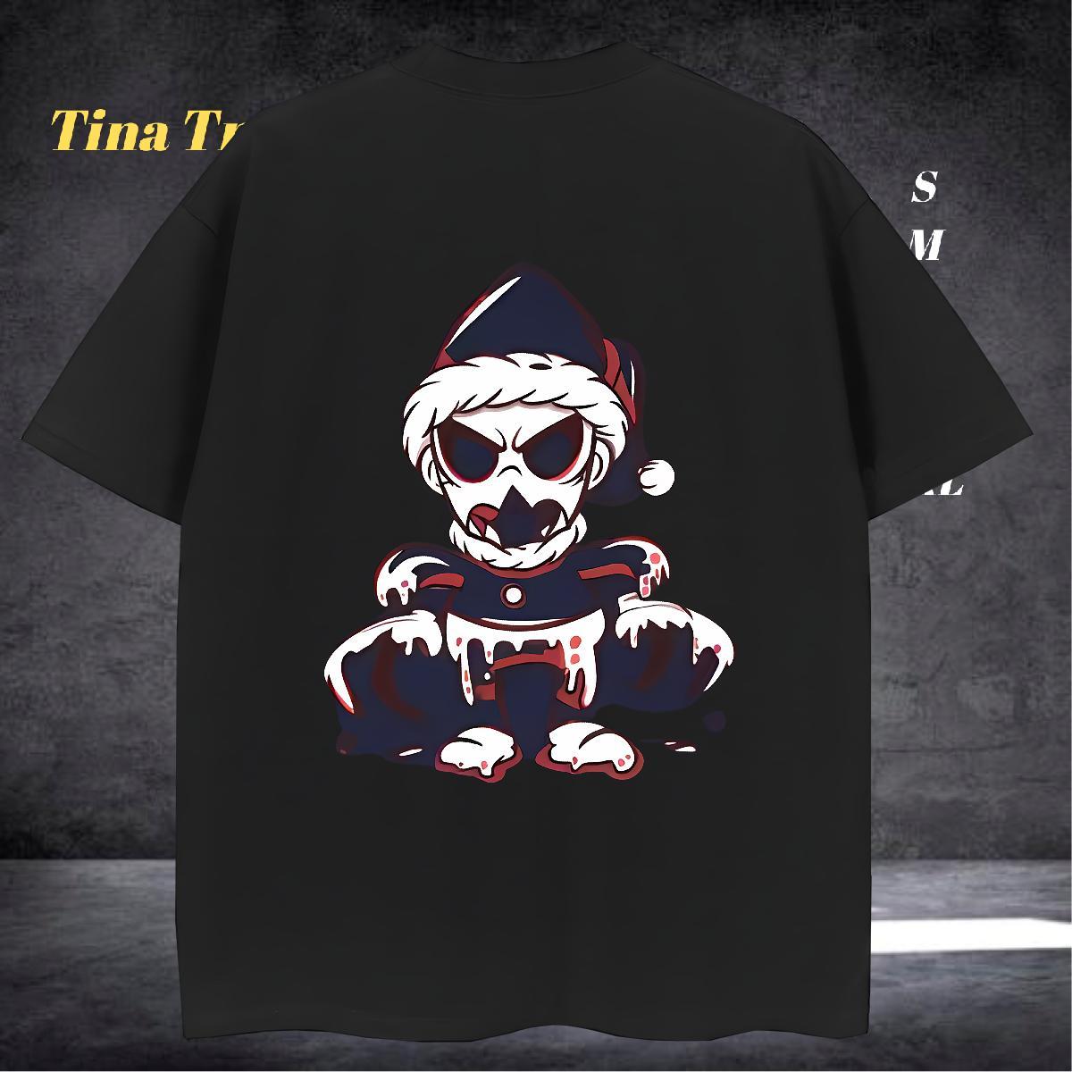 Loose Fit Men T Shirts 230g Cotton skull Summer Casual Anime Print Breathable Crew Neck Couples T Shirts DIY Tops Tees