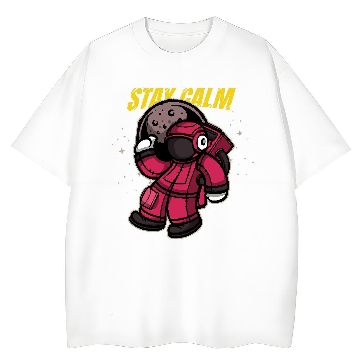 5A Unisex Tshirts 230g 100% Cotton universe Street Casual T-Shirts for Women Breathable Short Sleeve Skull Wear