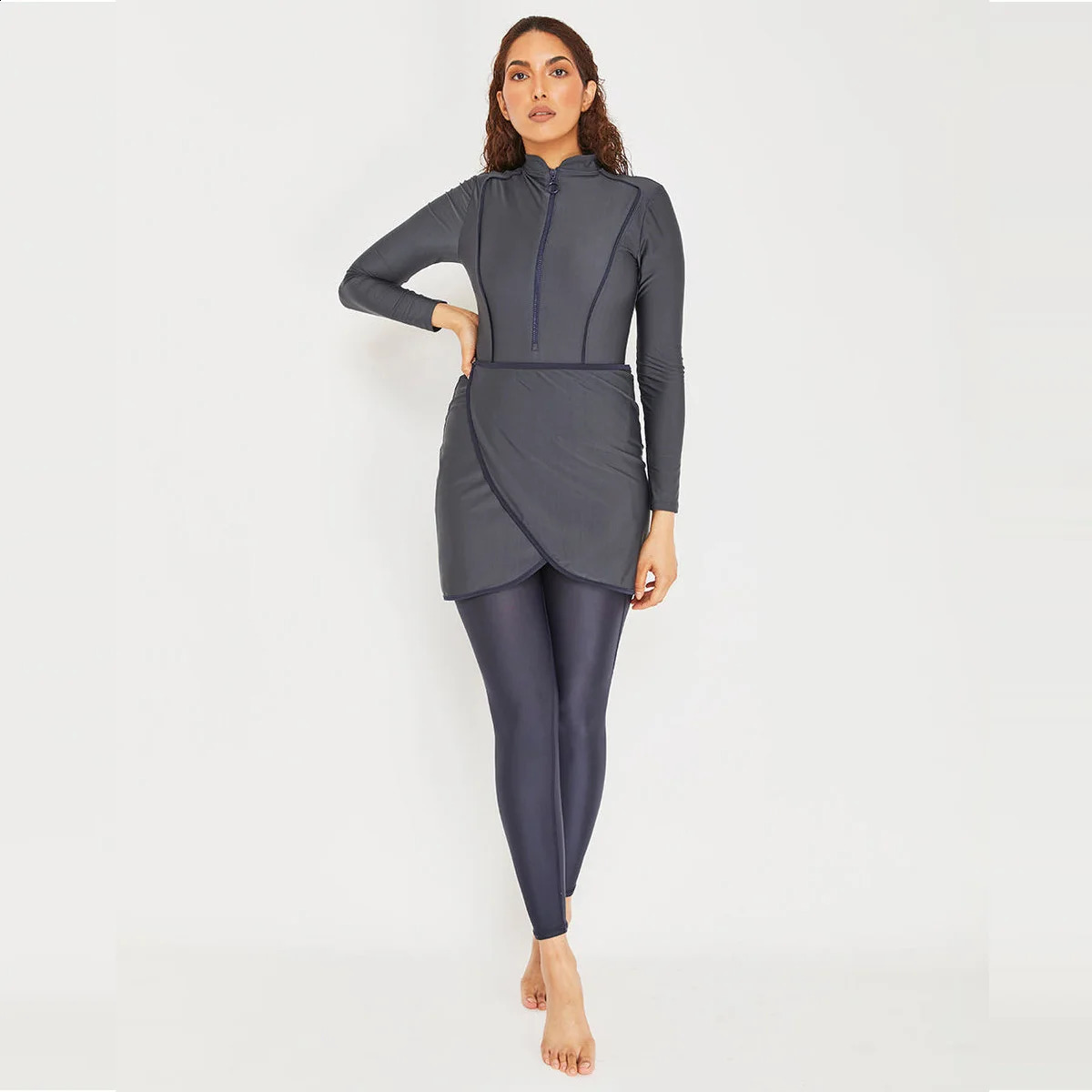 Muslim Swimwear Women Modest Patchwork Hijab Long Sleeves Sport Swimsuit 3pcs Islamic Burkinis Wear Bathing Suit 4XL 240823