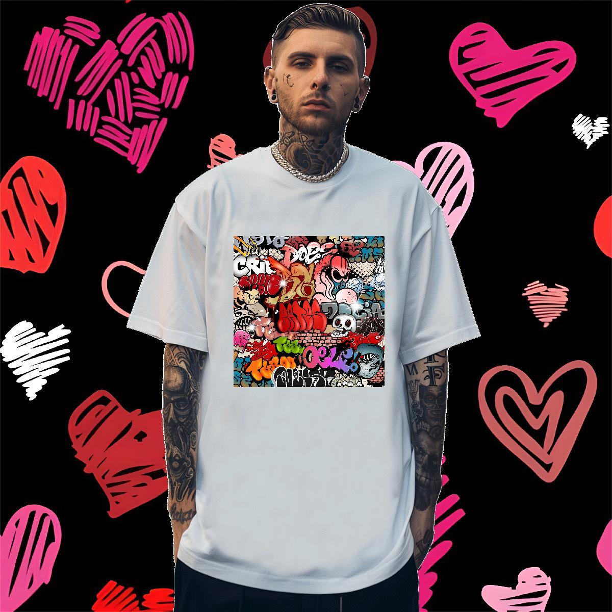 Cool Design T-Shirts 230g Cotton skull Beach Oversized 3XL 4XL Round Neck Short Sleeve Men Tops Tees Free Shipping Tops Shirt