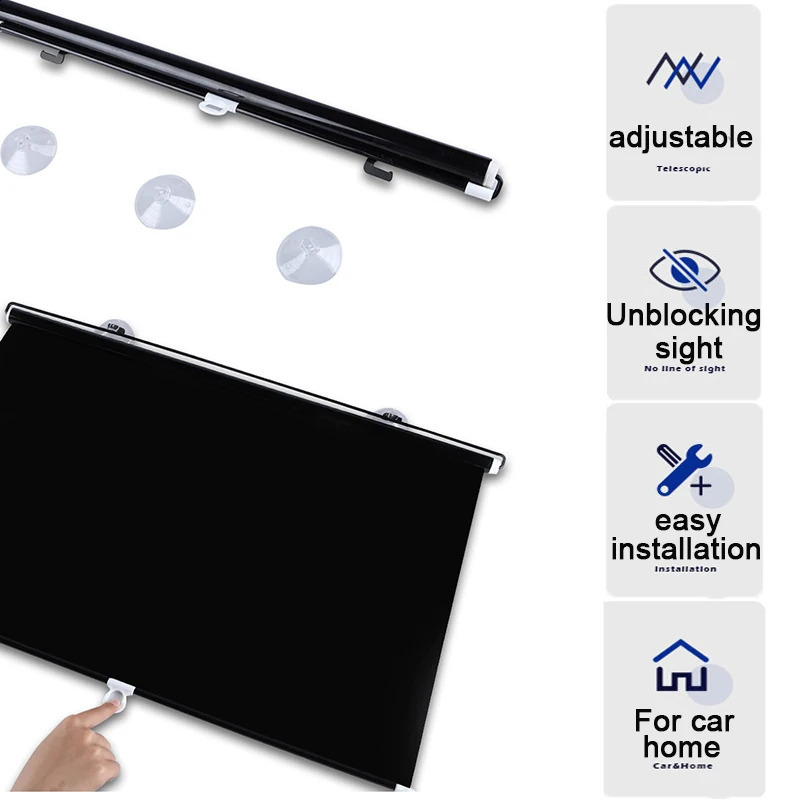 Sunshade Roller Blinds Suction Cup Blackout Curtains for Living Room Car Bedroom Kitchen Office Free-Perforated Window Curtain 240823