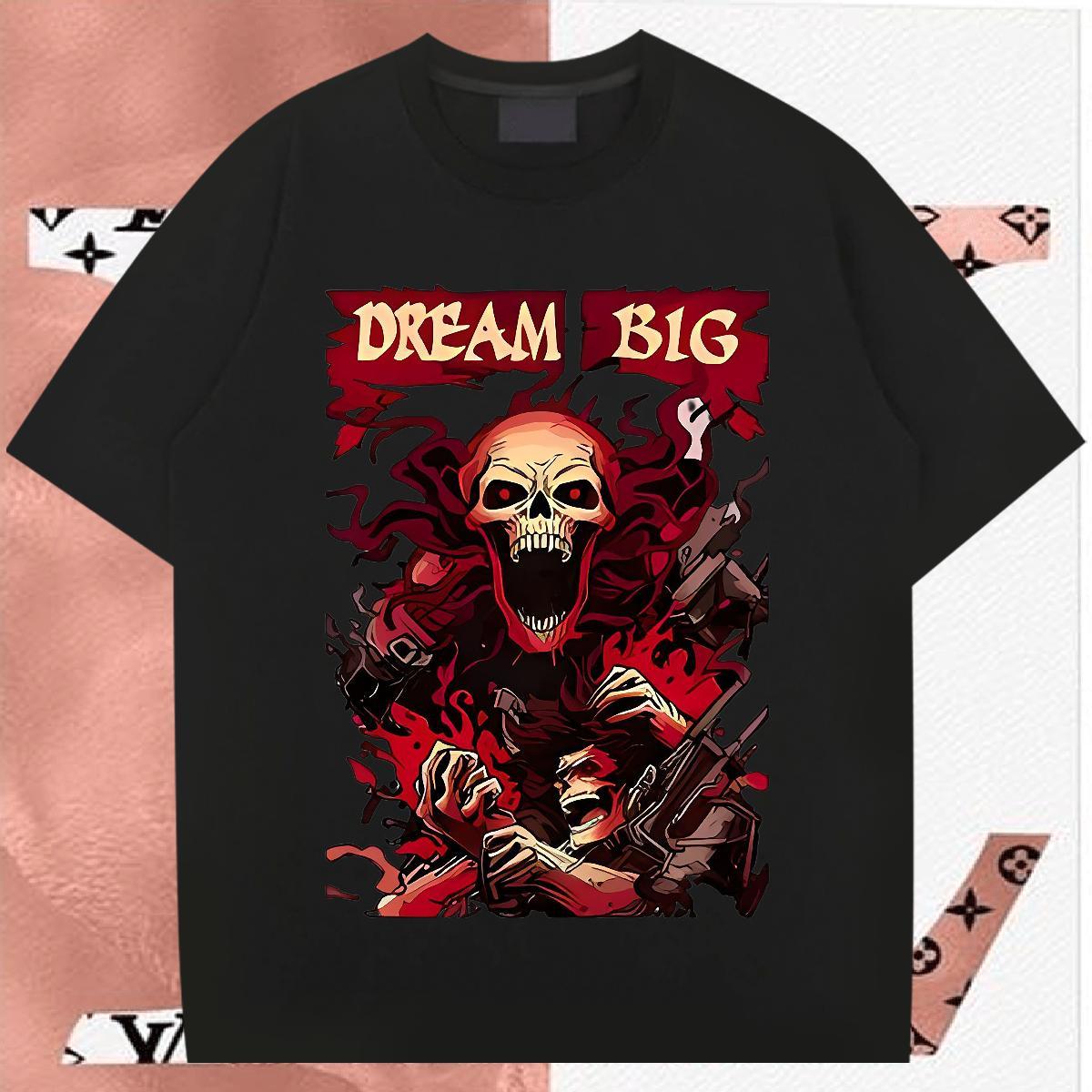 Unisex Mens T Shirts 230g Cotton skull Casual Plus Size Cartoon Breathable Short Sleeve Tshirt for Man Woman Custom Polos