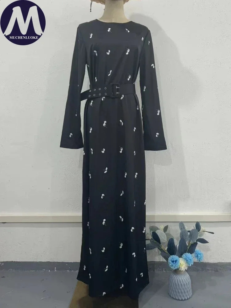 Elegant and Pretty Womens Dresses Autumn Winter Printing O Neck Long Dress Korean Fashion Slim Fit Long Sleeve A-line Dress 240823