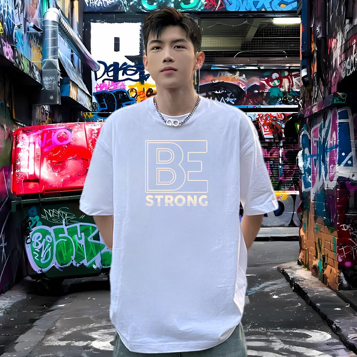 Soft T-Shirts for Men 230g Cotton letter Hip Hop Street Asian Size Round Neck Short Sleeve Mens Tshirts Fashion Design Top Tees