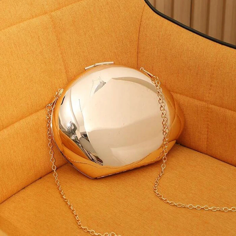 er Acrylic Shell Shape Clutch Bag Gold Silver Women Evening Party Bag Cute Shiny Metal Shoulder Crossbody Bags Small Purse 240907