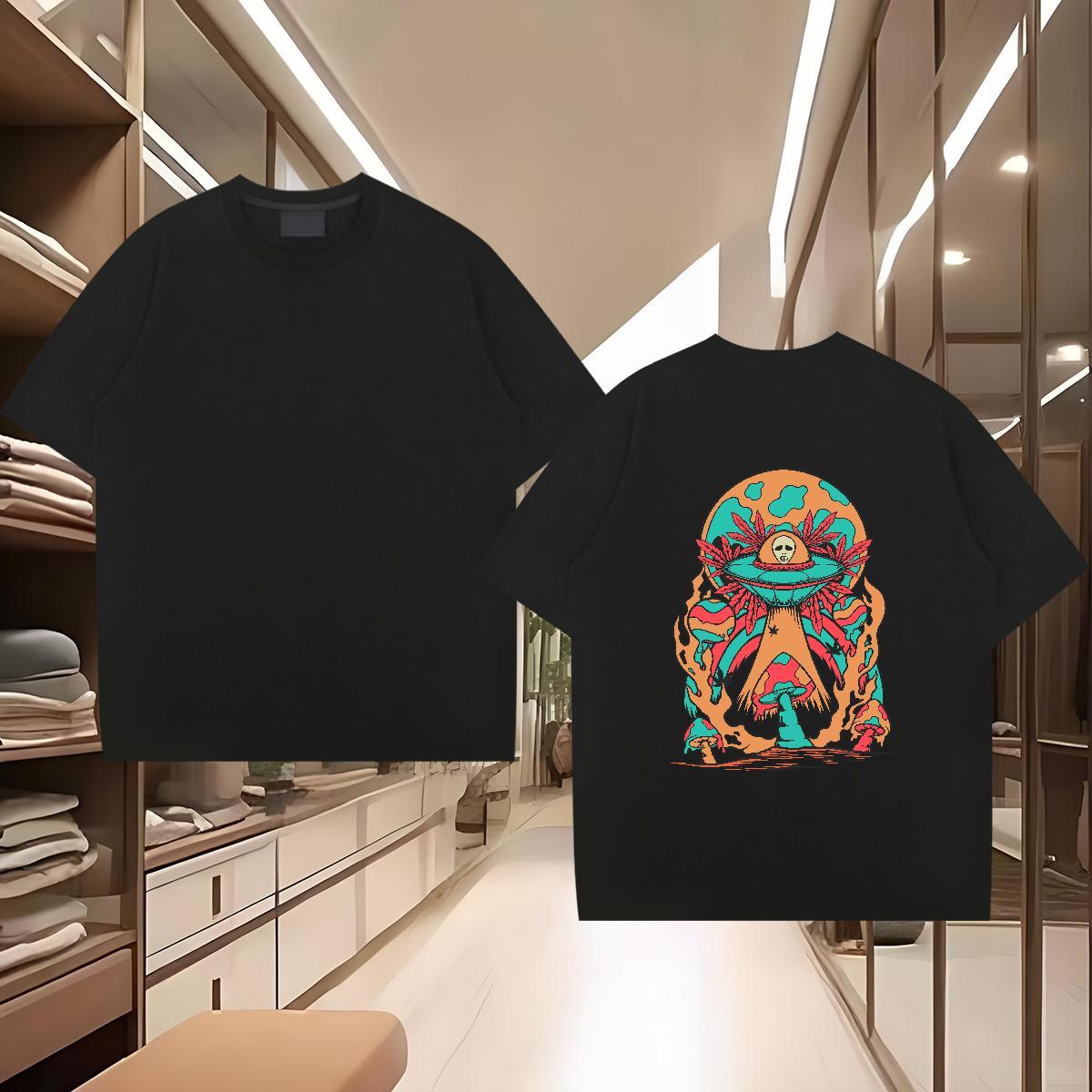 Classic Man T Shirts 230g Pure Cotton ET Sports Casual Custom Print Oversized Breathable Short Sleeve Men Clothes T-Shirt Brand Tops
