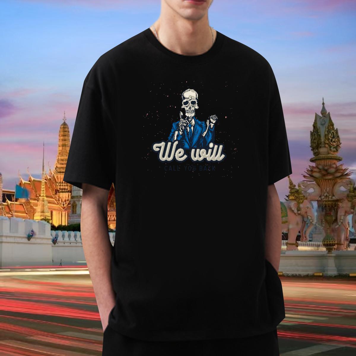 Cool Design Man T Shirts 230g Pure Cotton skull Casual Oversized 4XL Breathable Soft Men Clothes T-Shirt Casual New Tees