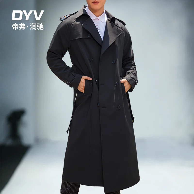 Autumn Winter Men Trench Coat Black Smart Casual British Style Double Breasted Outwear Business Office Men Jackets Cape Men 240822