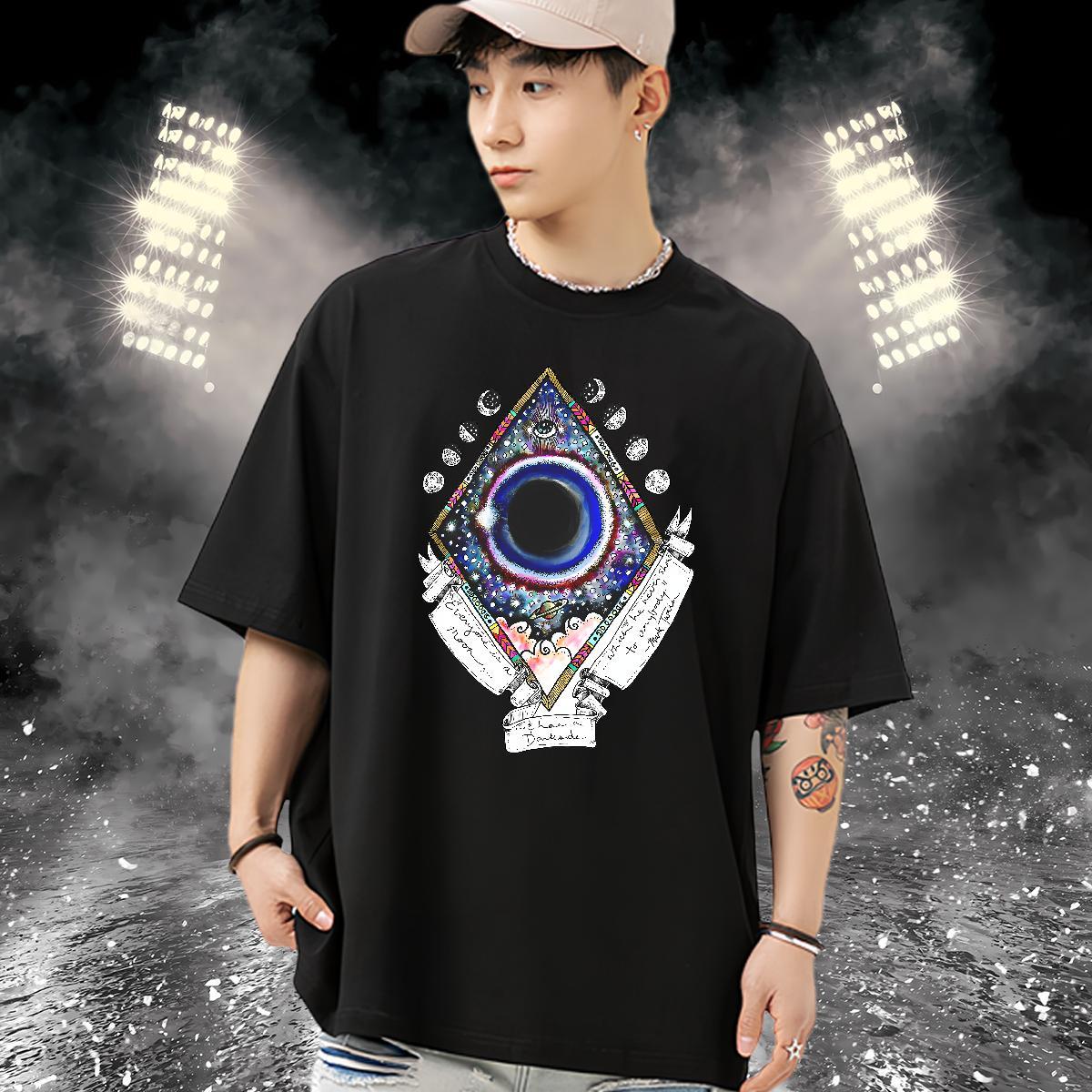 Free Shipping T-Shirts for Men 230g Cotton eye of the devil Sports Casual Custom Anime Breathable Short Sleeve Men Tshirts 2024 Designer Tops Tees