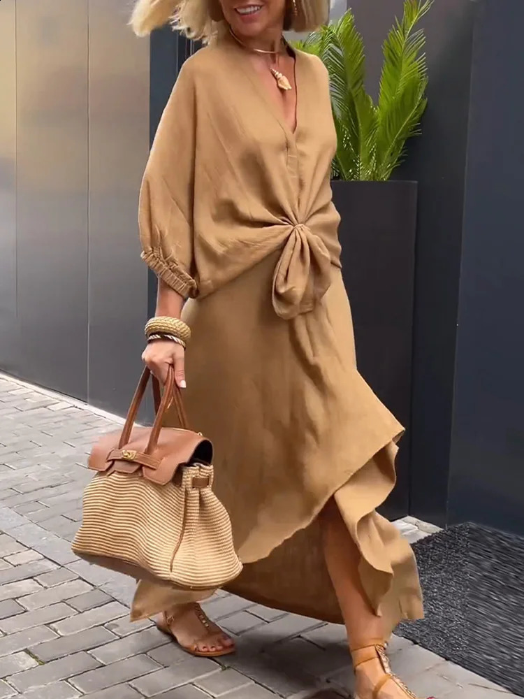 Drauuing Batwing Sleeve Blouse Slim Skirt Sets Summer Women Office Solid Skirt Matching Suit Casual Skirt Two Piece Set Vestidos 240823