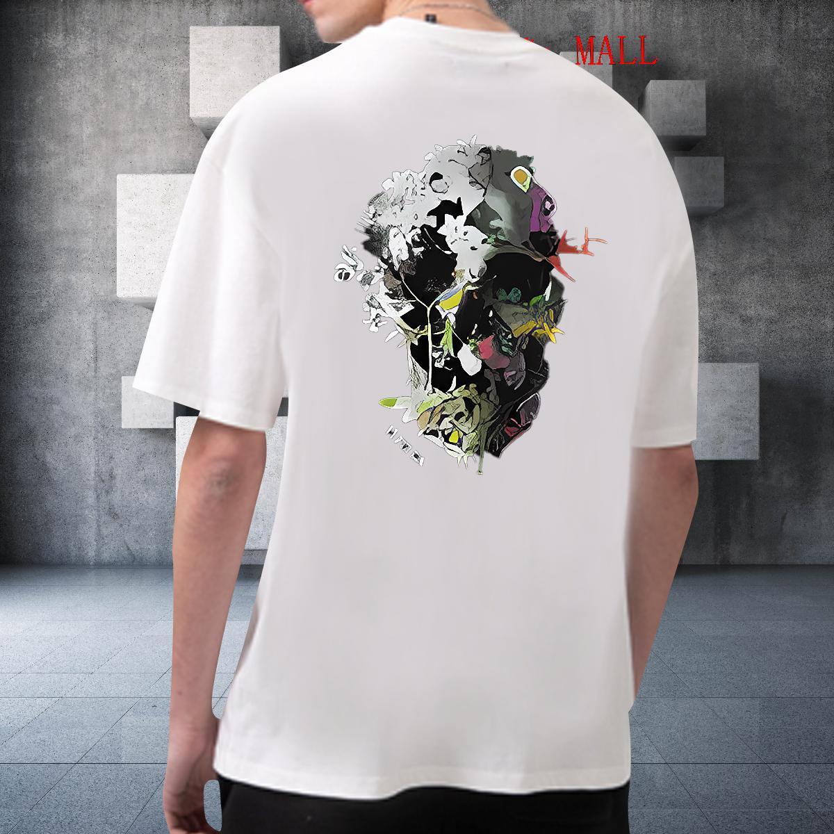 Cool T-Shirts for Men 100% Cotton 230g skull Casual Floral Print Pure Cotton Tshirt for Man Woman Stylist Clothes