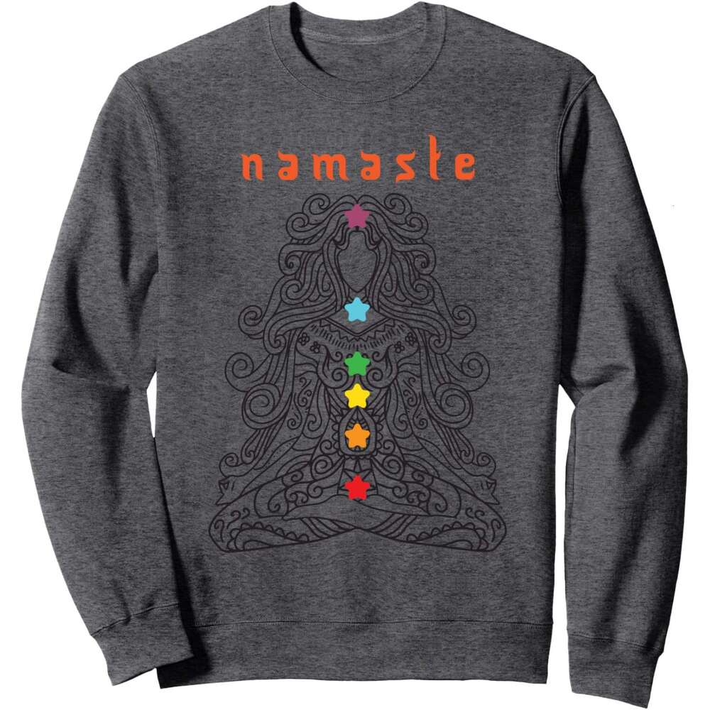 Long Sleeve Shirts for Men sweatshirt Namaste Design, Yoga Pose with Chakra Awesome Gift Sweatshirt T shirt Tee Streetwear Casual tops clothes