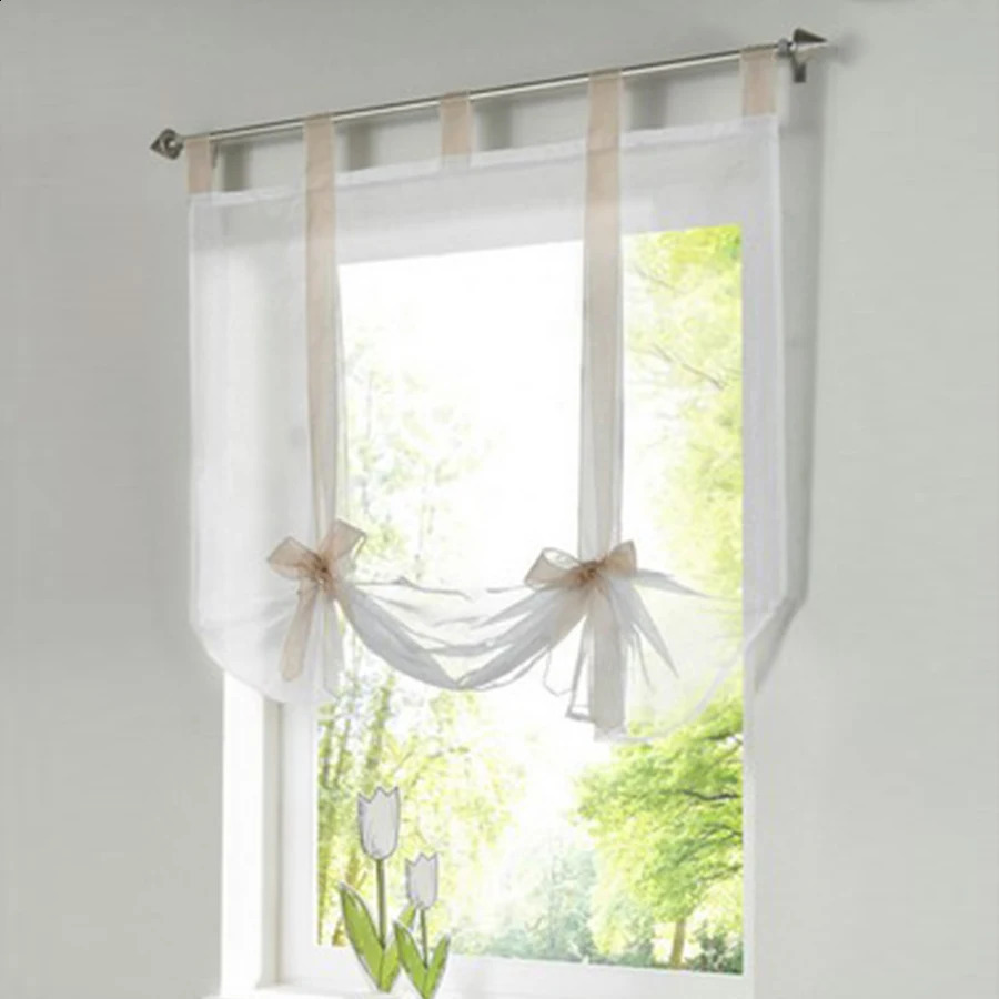 Tulle Curtains European Kitchen Curtains Home Wave Blinds Stitching Colors Living Room Balcony Tieblinds Curtain 1pc 240823