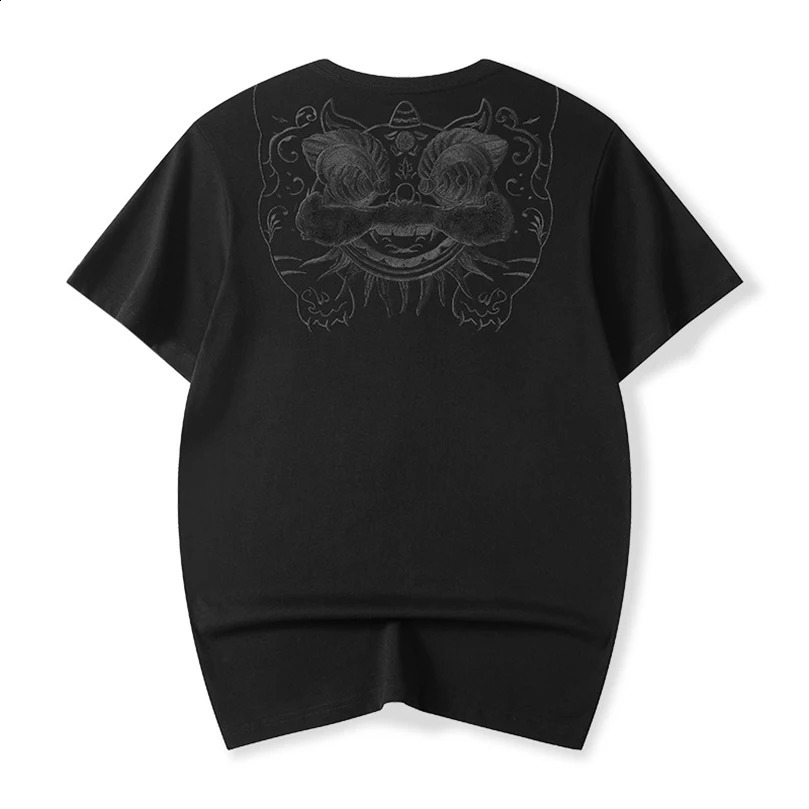 Lion Embroidery Y2K Tshirt Top Cotton Seam Extra Large Mens Summer Street Clothing 240822