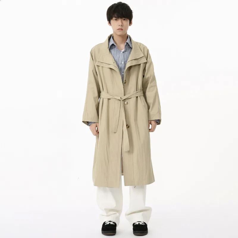 Mens Wear Autumn Fashion Single Breasted Trench Male Long Coat Loose Overcoat Trend Handsome Casual Windbreak 240822
