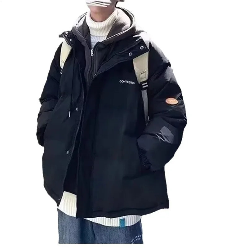 Mens hooded cotton apron jacket for autumn and winter loose fit suitable casual fantasy twopiece coat 240822