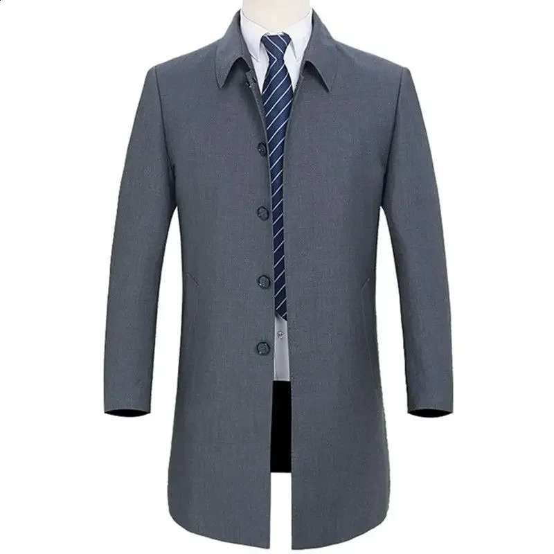 Autumn Winter Mens Business Casual Trench Coats Classic Warm Woolen Slim Solid Color Windbreaker Long Jackets for Men Z133 240822