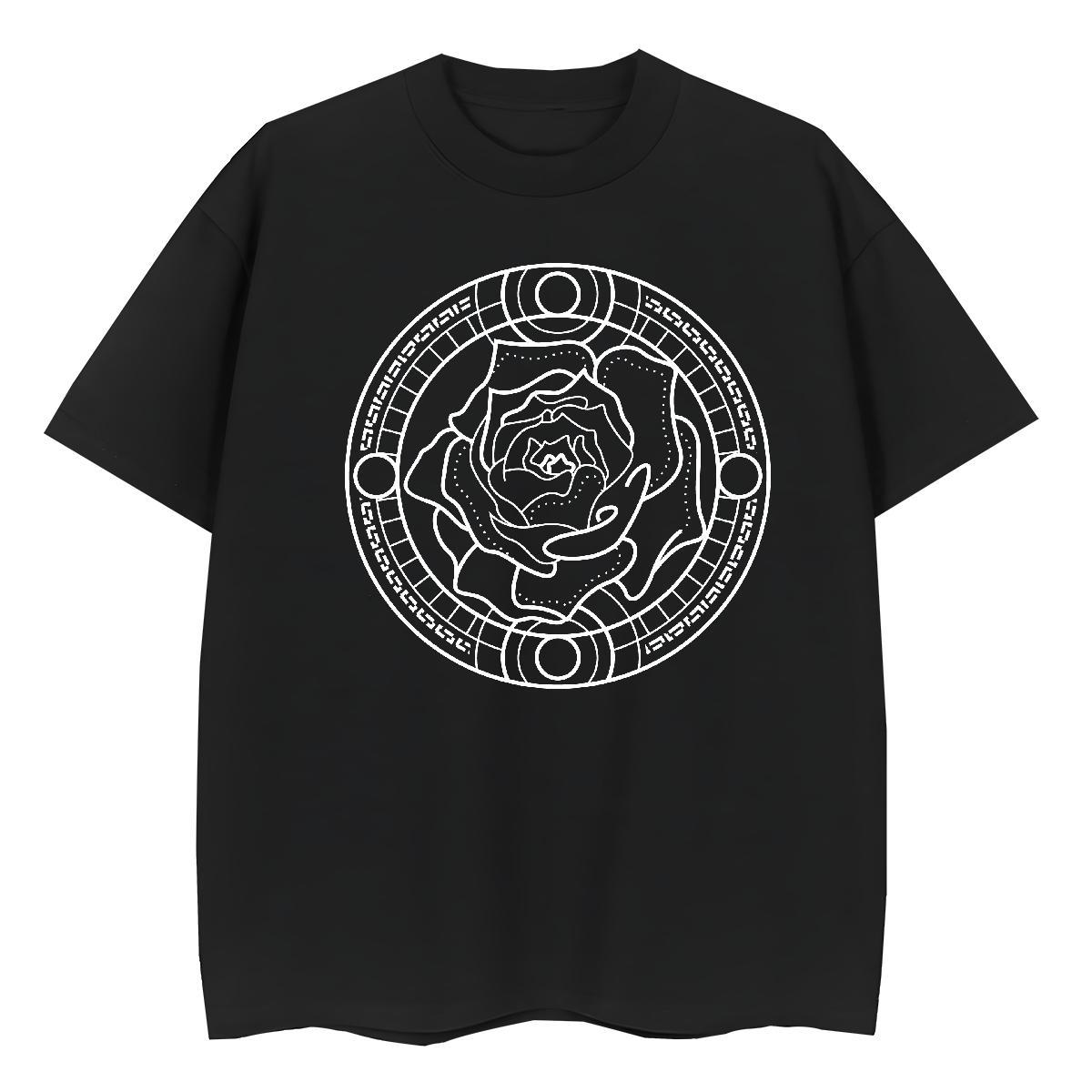 Free Shipping Womens Tshirts 100% Cotton 230g Geometric line Beach T-Shirts for Women Round Neck Short Sleeve Anime Print Tee Shirt