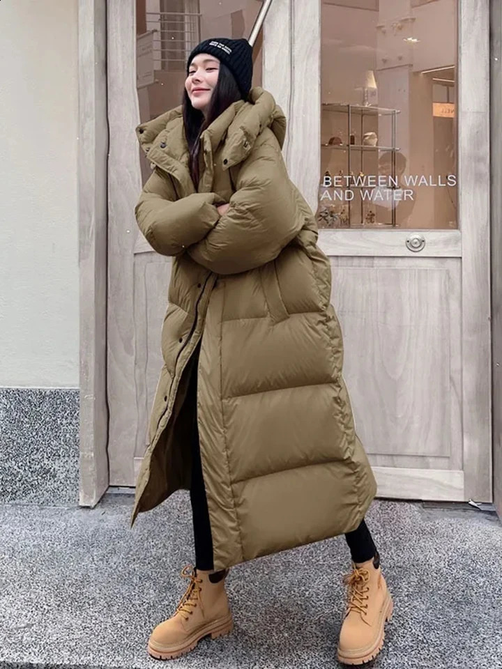 Warm winter pink hooded long womens Parkas Chaqueta thick cotton pad windproof Parcas coat casual loose chiffon Jaquetas 240822