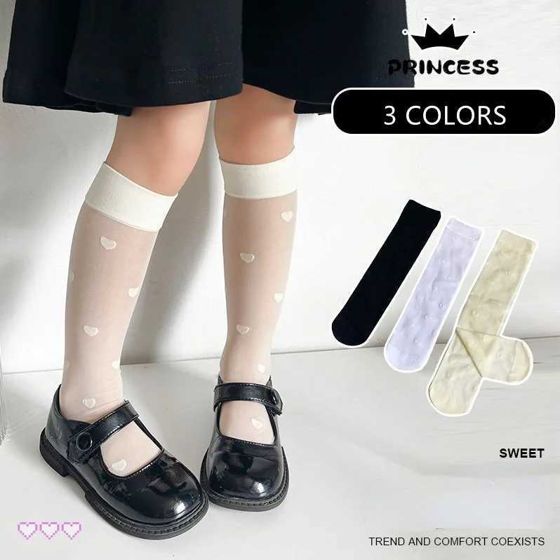 Korean girl JK silk socks fashionable heart-shaped bow childrens calf socks summer JK thin soft breathable childrens socks X2503221