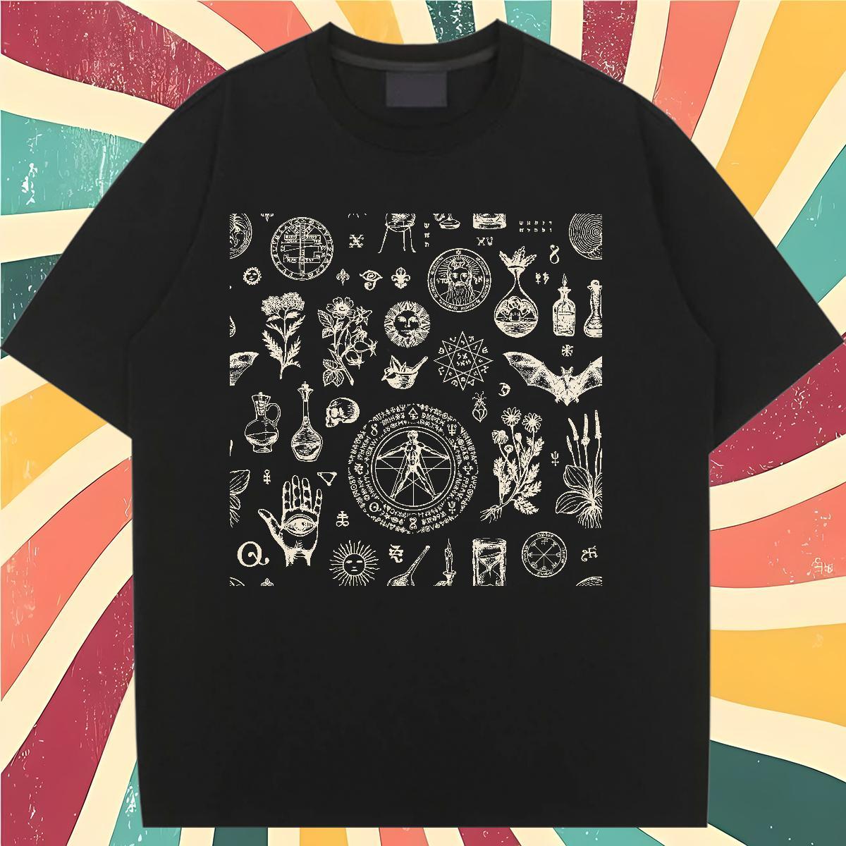 High quality Women Tees 230g Cotton painting Sports Street Wear T shirt Crew Neck Breathable DIY Anime Printed Top Tees