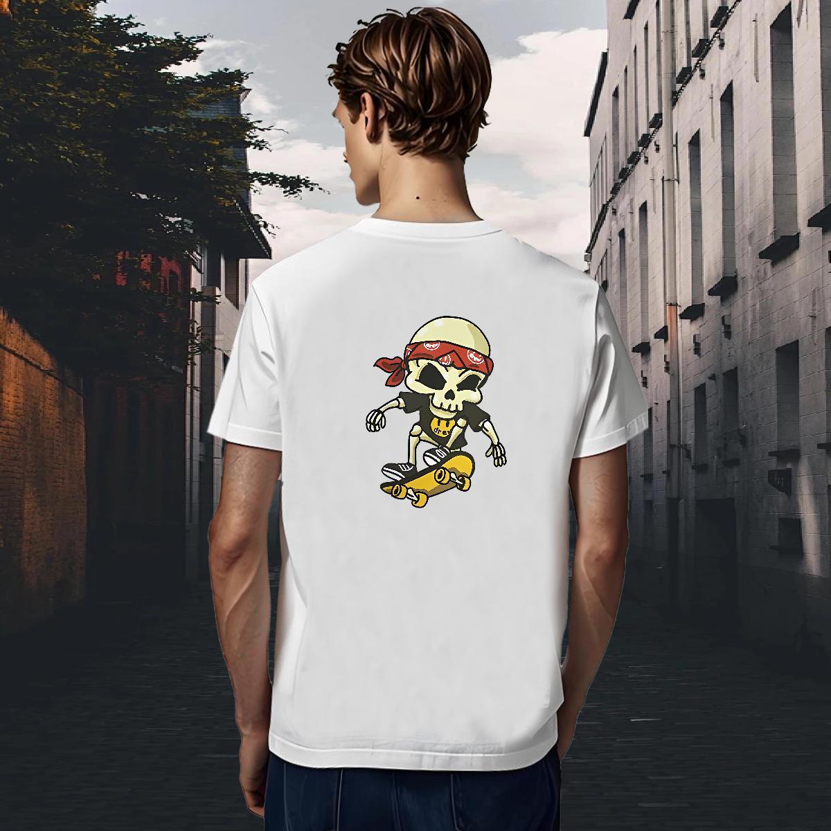 Loose Fit T shirt 100% Cotton 230g skull Hip Hop Customized Short Sleeve O-Neck Tshirts Brand Clothings