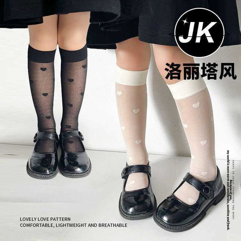 Korean girl JK silk socks fashionable heart-shaped bow childrens calf socks summer JK thin soft breathable childrens socks X2503221