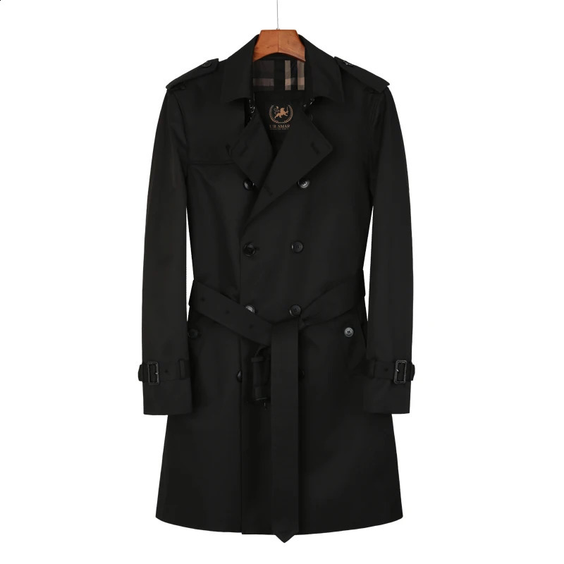 men long windbreaker black double breasted rainproof British gentleman Rain proof and breathabl thick trench coat for men 240822