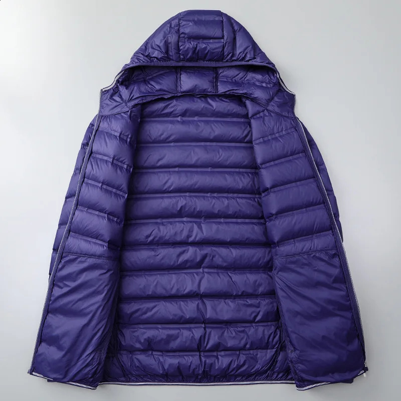 Mens lightweight down jacket autumn and winter fashion mens casual hooded thin XL 6XL 7XL 8XL 240822