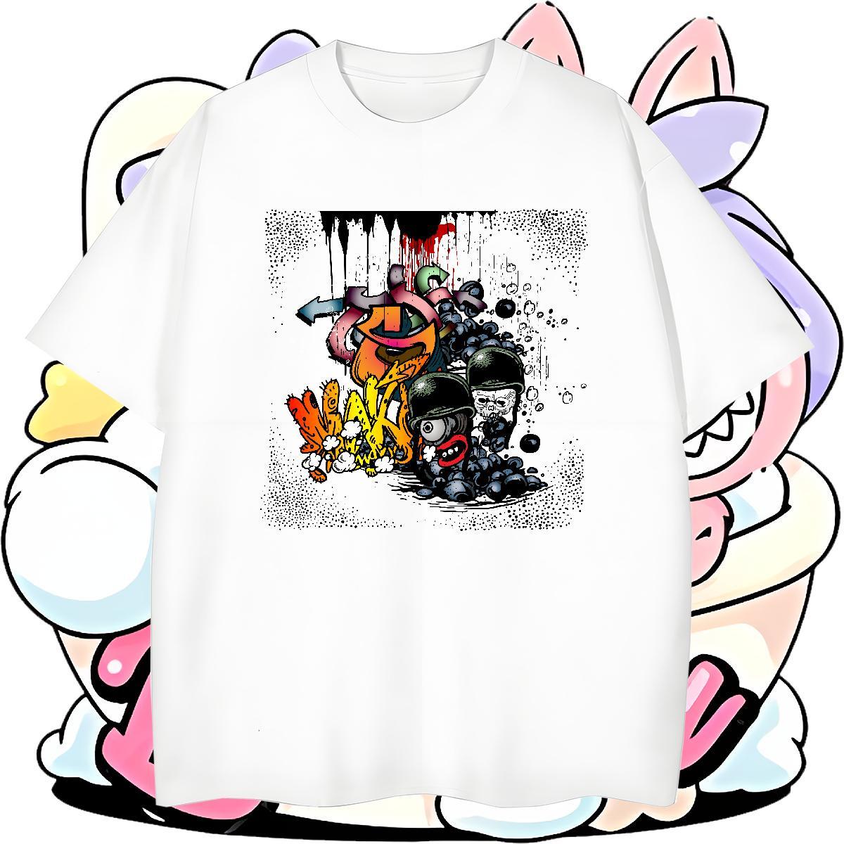 Popular T-Shirts 230g Pure Cotton skull Summer Casual Black Oversized Breathable Men Tshirts Fashion Top Tees