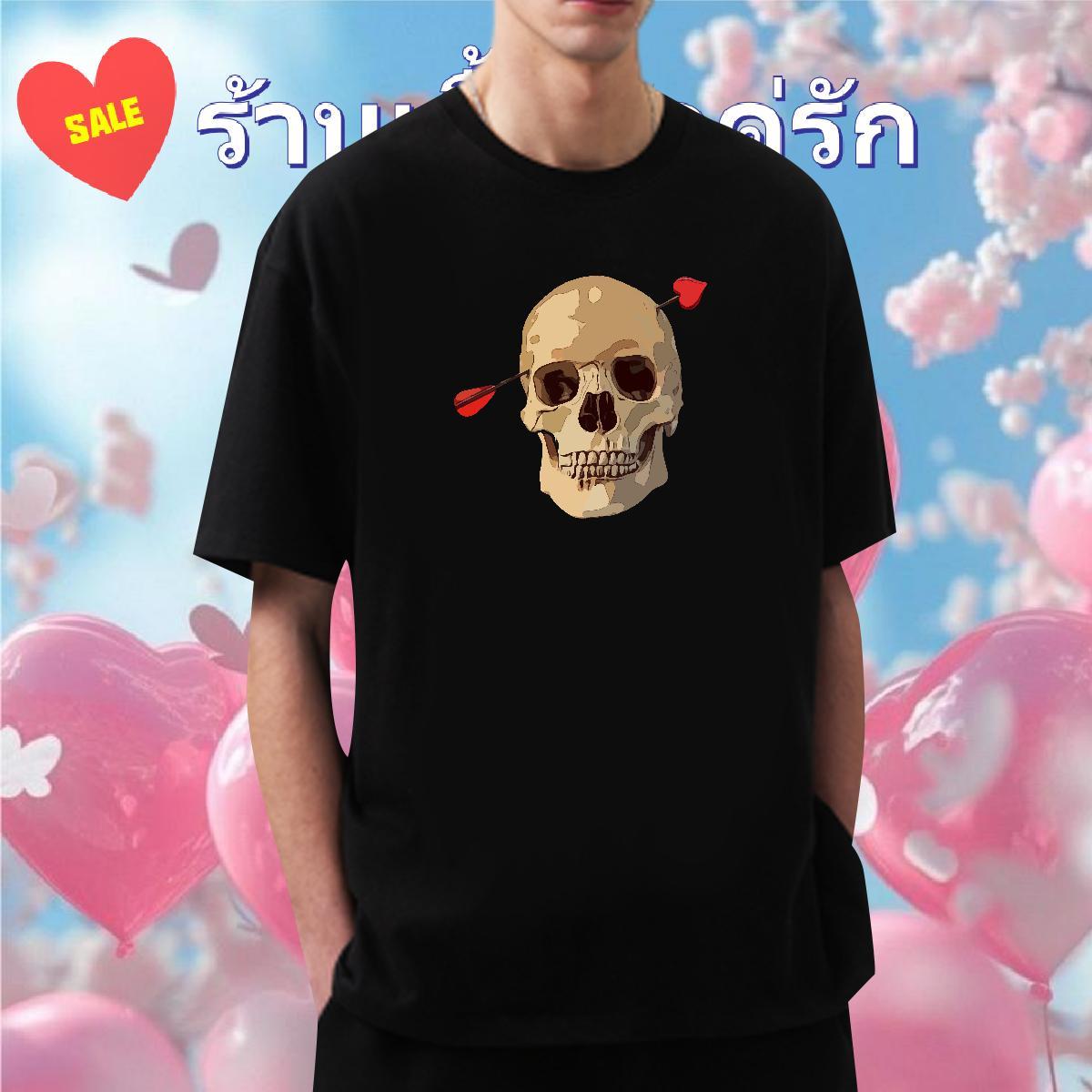 TOP Quality T shirt 230g Cotton skull Home Outdoor Anime Print Breathable Crew Neck Men Tops Tees DIY Customized Clothings