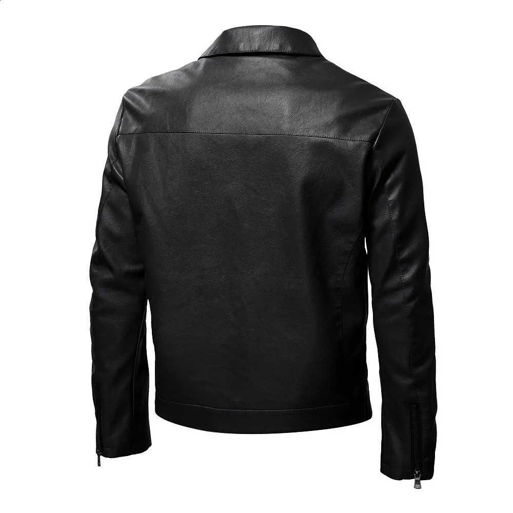 Mens Motorcycle Jacket Spring Autumn Men Faux PU Leather Jackets Fashion Casual Biker Coat Zipper Decoration Jaqueta 240822