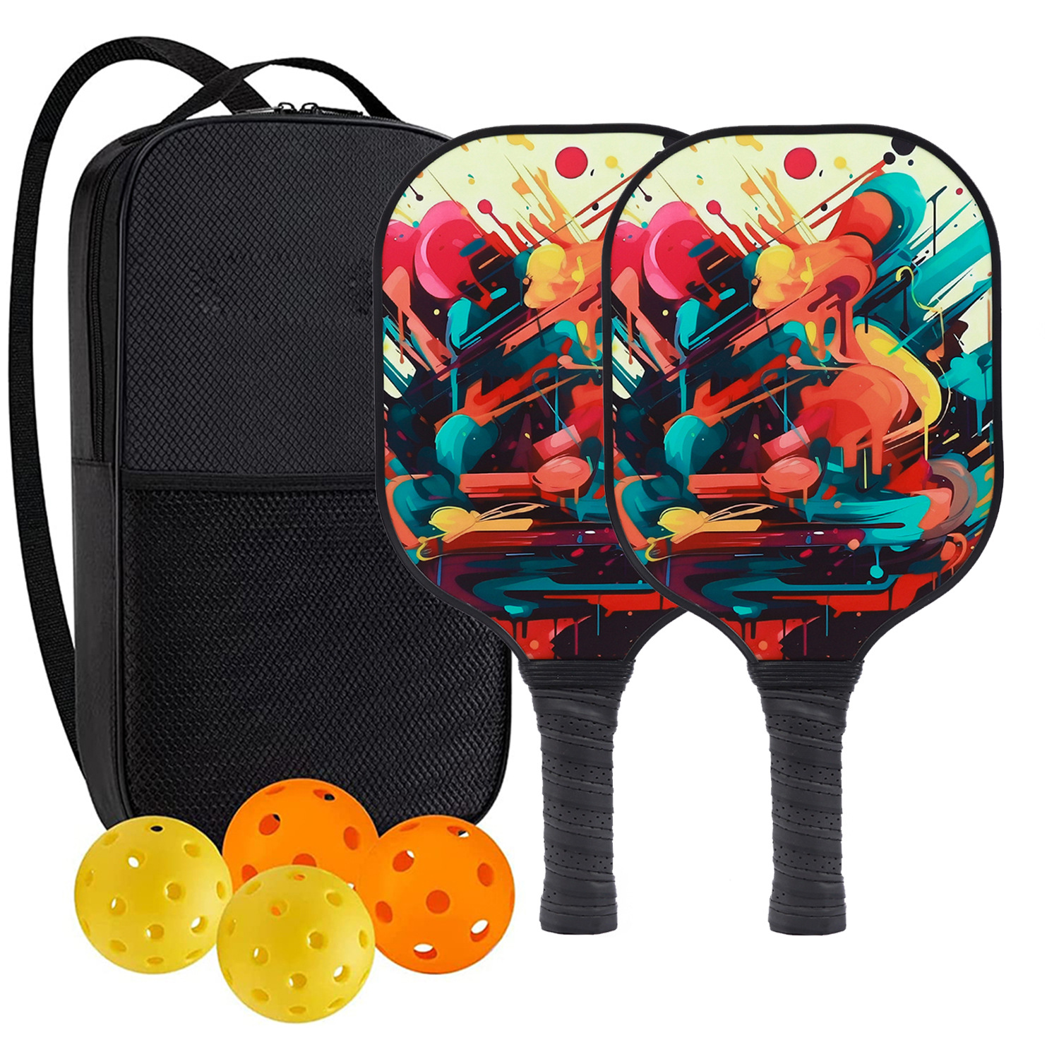 High-Performance Fiberglass Pickleball Paddle for Competitive Outdoors Games 2 Paddle & 4 ball & 1 bag 9951