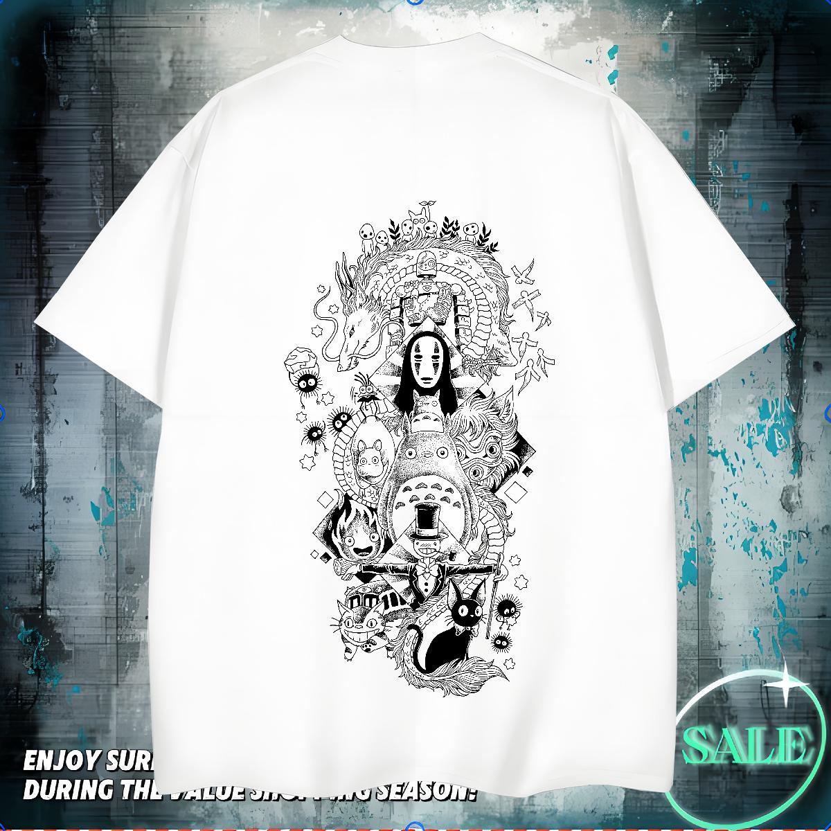 Classic T-Shirts for Men 230g Cotton eye of the devil Street Casual Asian Size Short Sleeve O-Neck Men Clothes T-Shirt 2024 Summer Tee Shirt