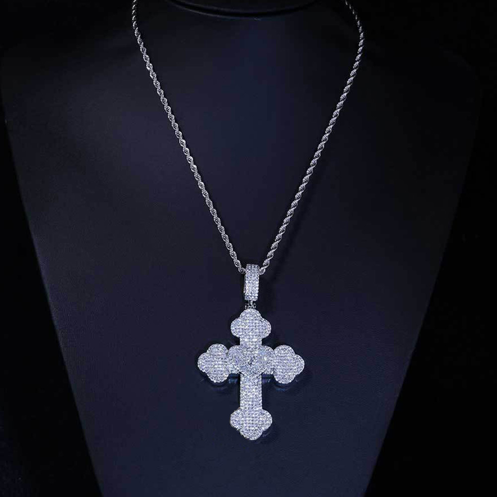 Hip Hop Heartbreak Cross Cross Pendant Necklace TopBling Zircon White Gold Plated Religious Jewelry