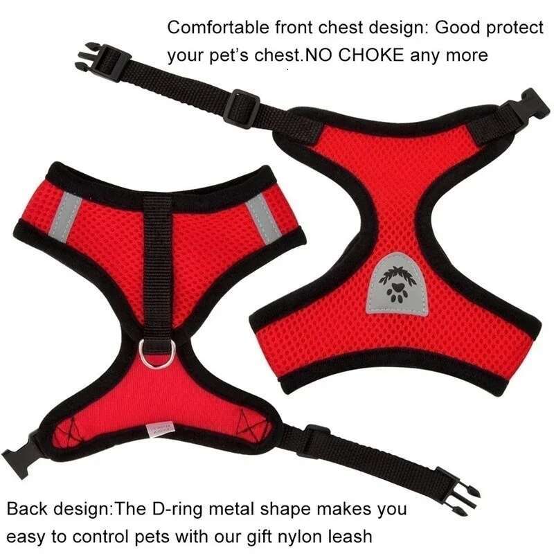 Cat Harness Vest Walking Lead Leash For Puppy Dogs Collar Polyester Adjustable Mesh Dog Harness For Small Medium Pet Accessories 47C