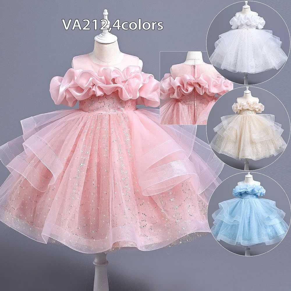 Yoliyolei Elegant Girl Birthday Party Dress Shiny Satin Princess Bride Maid Flower Girl Wedding Dress Childrens Formal Dress W240823