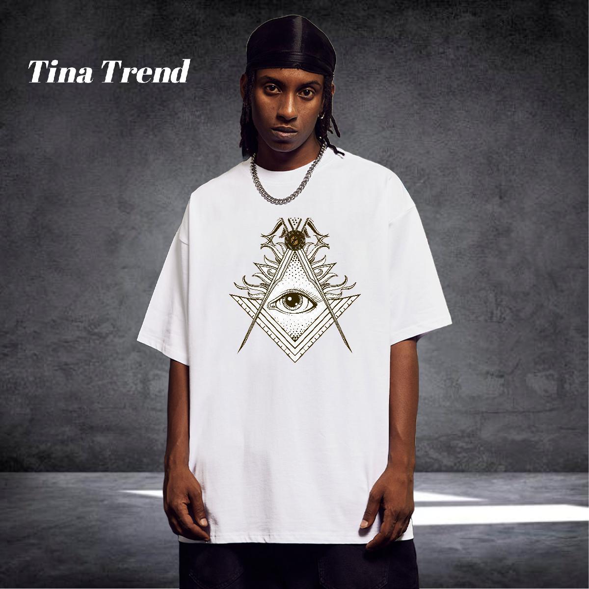 Comfortable Man T Shirts 230g Cotton eye of the devil Street Wear Customized Breathable Short Sleeve Men Tops Tees Brand Polos