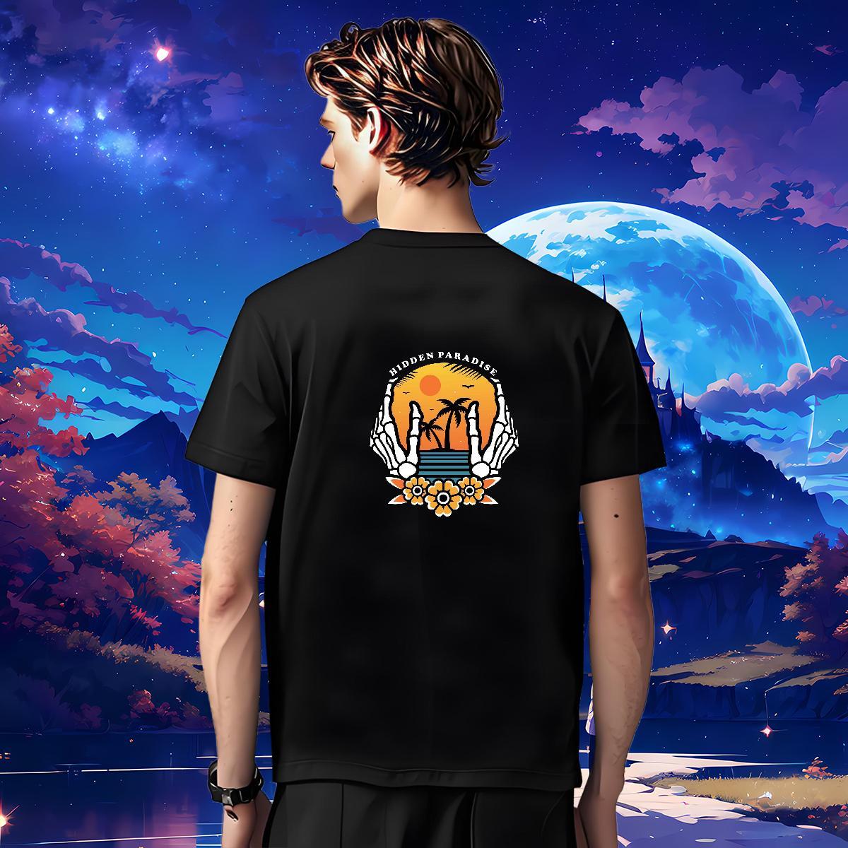 Classic T Shirts Men 230g Cotton skull Daily Outfit Oversized 4XL Short Sleeve Soft Mens Tshirts 2024 DIY Wear