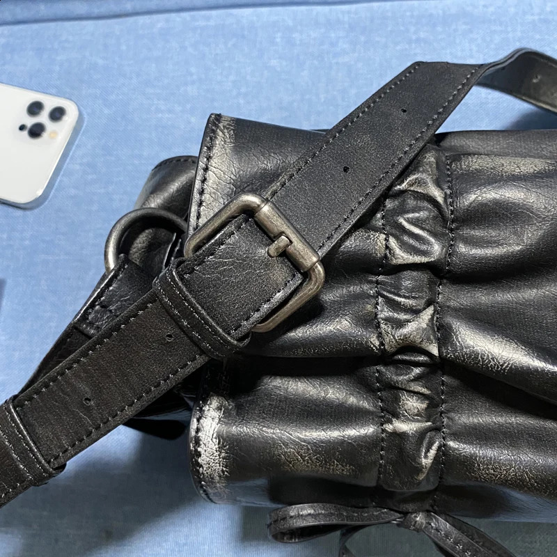 3 Moto Biker Bags For Women er Handbag And Purses In Distressed PU Leather Rivet Bow Underarm Shoulder Bag 240822 4