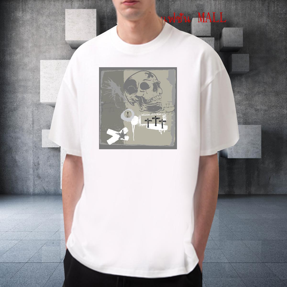 Popular Men T Shirts 230g Cotton skull Casual Daily Wear Plus Size Cartoon Short Sleeve O-Neck Tshirts Customized Tops Tees