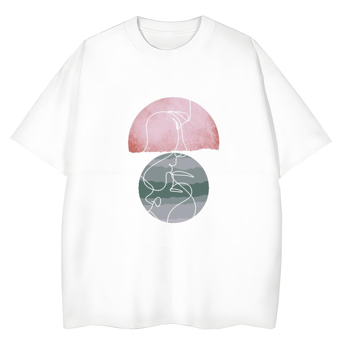 Nice Women Tshirts 230g Pure Cotton painting Outdoor T shirt Short Sleeve O-Neck White Plus Size Tee Shirt