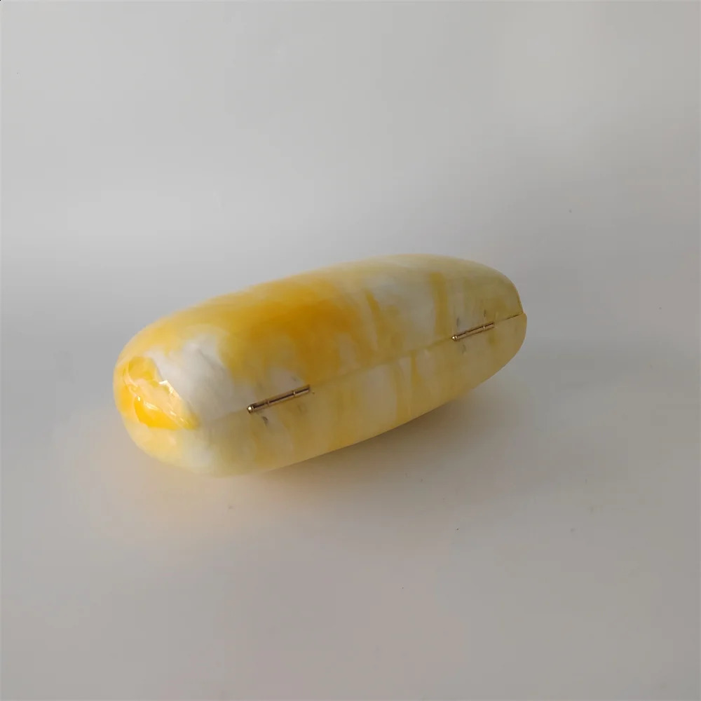 Womens Yellow White Marble y Acrylic Luggage Handbag Evening Clutch Wallet Cross Body Bag Wedding Party Beach 240823