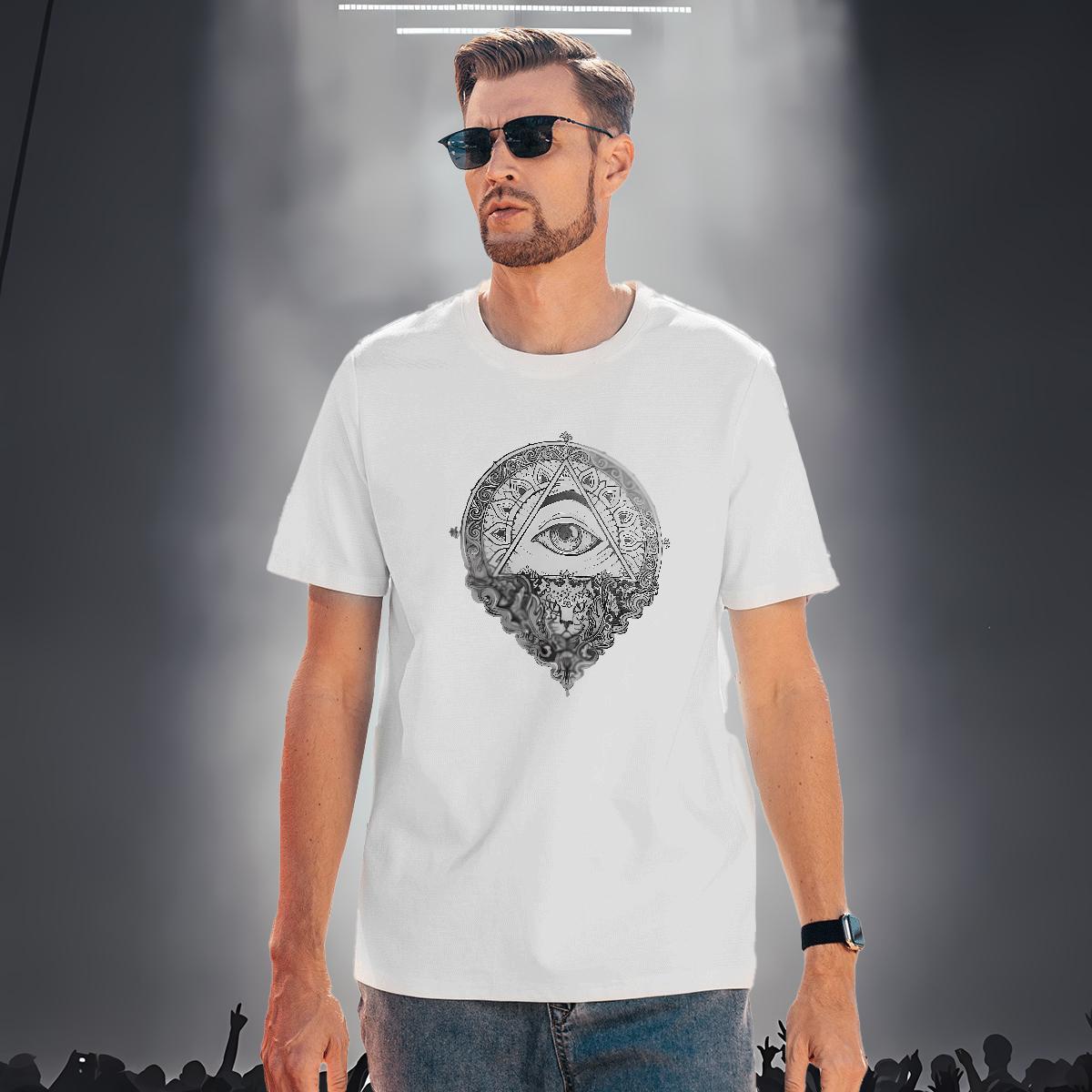 Brand T Shirt For Man 230g Pure Cotton eye of the devil Spring Summer Custom Printing Round Neck Short Sleeve Tshirt for Man Woman 2024 DIY Tops Tees