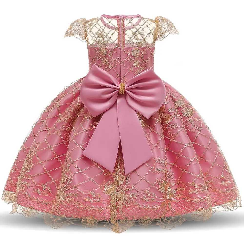 Red Bow Baby Clothing Flower Princess Party Dress Printing Birthday Tutu Dress Luxury Childrens Clothing Christmas Clothing W240823