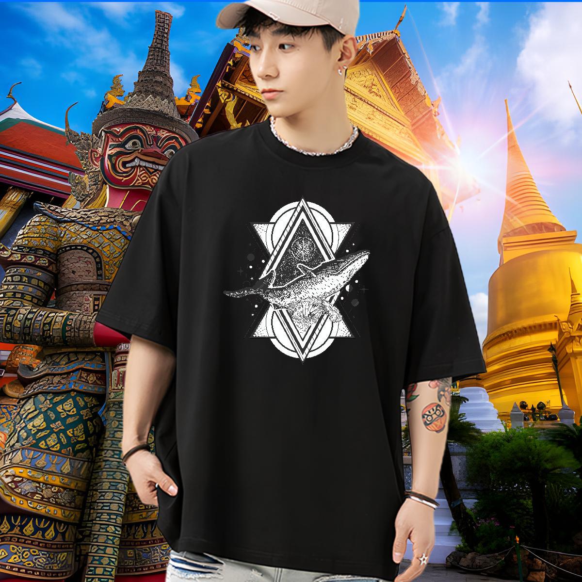 Popular Man T Shirts 230g Cotton shark Street Customized Short Sleeve Soft Tshirt for Man Woman 2024 Tees