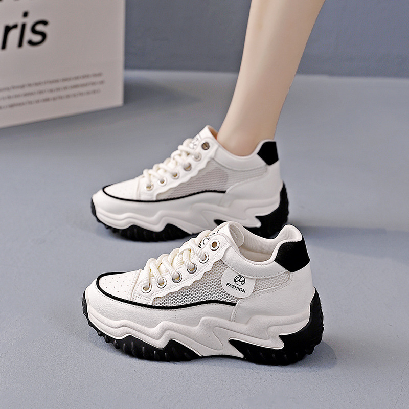 Ddmysports Women S New White Spring And Hollow Thick Soled Summer Mesh Breathable Dad Shoes OUTDOOR