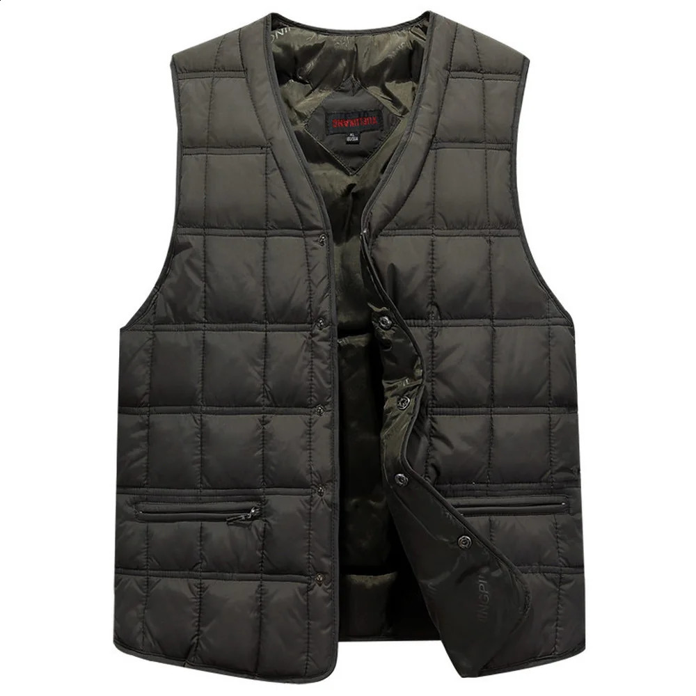 Winter dress mens white duck down vest ultra light thick sleeveless jacket warm L5XL Plus size 240822