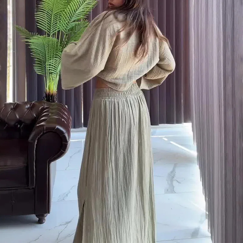 Summer Fashion Two Piece Set Women Casual Solid Flare Sleeves Top Skirt Two Piece Set Women 240823